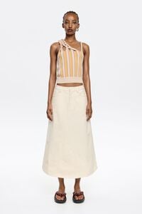 Falda línea A bordados crema Falda línea A bordados crema