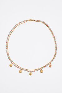 Collar logo moneda y piedras multicolor