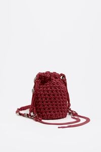 Bolso bucket mini crochet trenzado granate