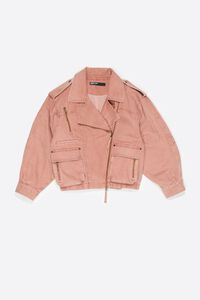 Cazadora cruzada denim melocot&oacute;n