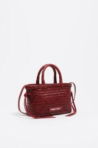 Bolso mini trenzado piel rojo oscuro
