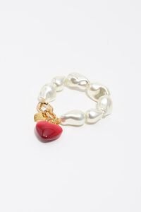 Pulsera perlas y coraz&oacute;n rojo