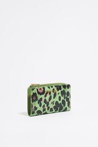 Cartera compacta print Leopard verde