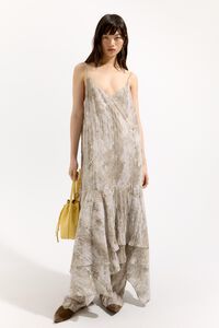 Vestido plisado iregular Snake topo