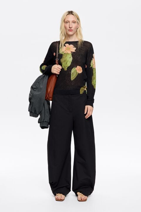 Jersey lino recto Cactus negro Jersey lino recto Cactus negro