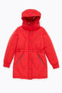 Plumífero midi capucha rojo Plumífero midi capucha rojo