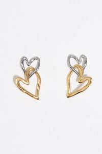 Pendientes dobles coraz&oacute;n textura bicolor