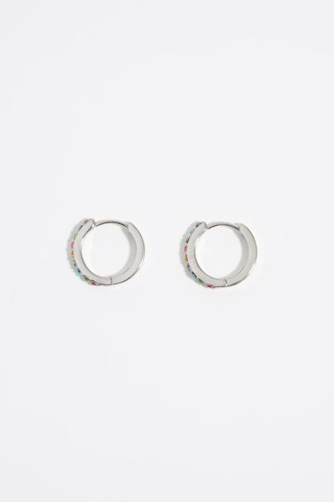 Pendientes aro plateado cristales Pendientes aro plateado cristales