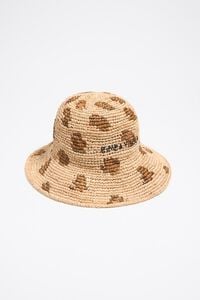 Gorro rafia natural leopardo