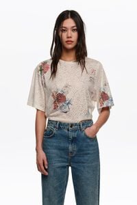 Camiseta recta devore Seabed blanco roto