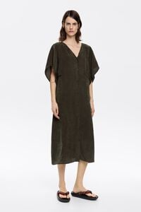 Vestido fluido midi verde oscuro