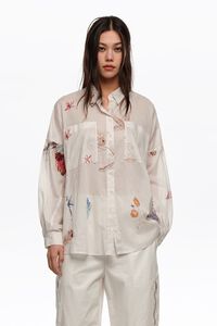 Camisa oversize algod&oacute;n Seabed blanco roto