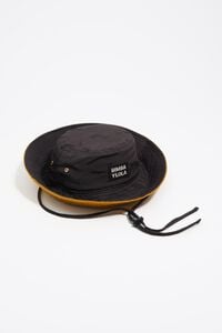 Gorro bucket negro detalles en pana mostaza