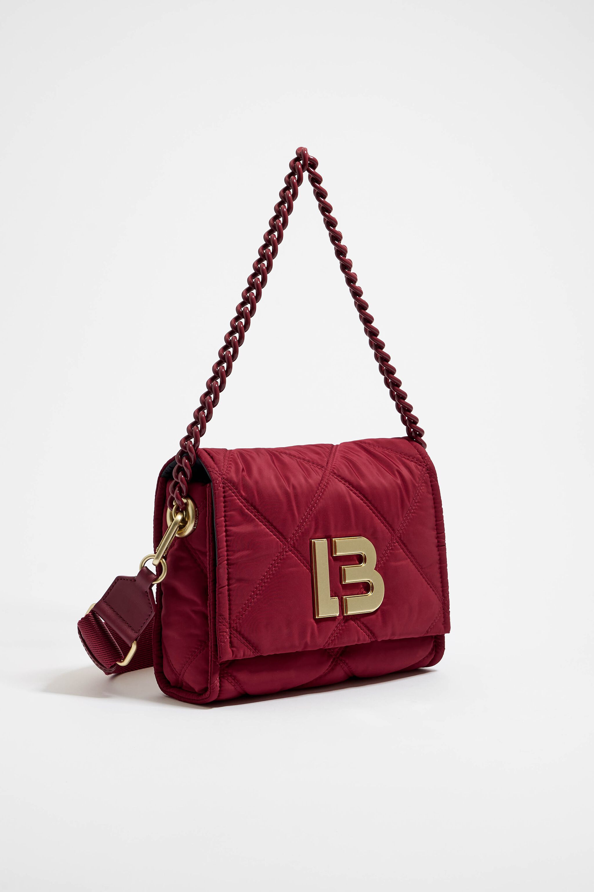 Bolso bandolera solapa M rojo oscuro