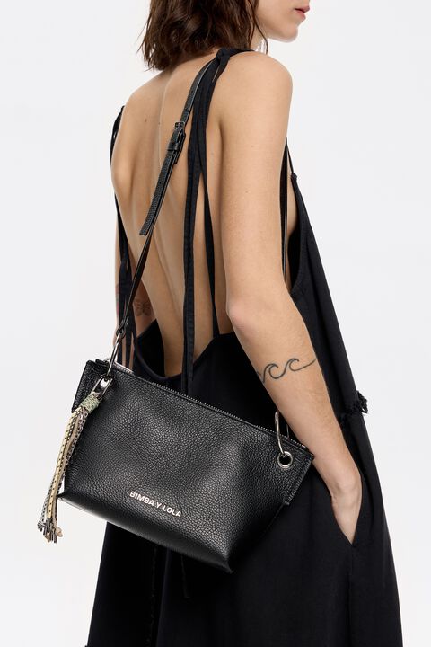 Bolso trapecio mediano piel negro Bolso trapecio mediano piel negro