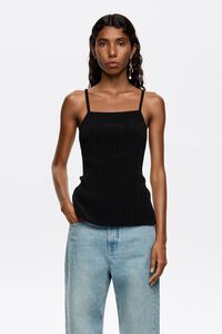 Top punto espalda descubierta negro