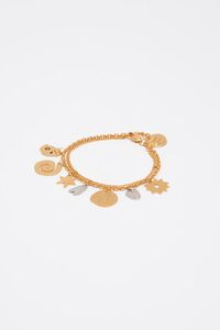 Pulsera doble cadena siluetas metal bicolor