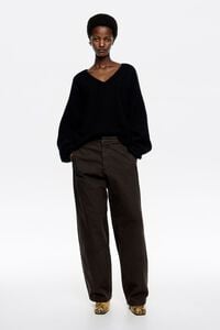 BARREL - Pantal&oacute;n denim cintura ajustable marr&oacute;n oscuro