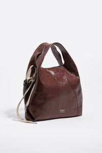 Bolso Paper mediano piel brillante moca