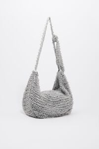 Bolso crochet mediano beads tejido plata