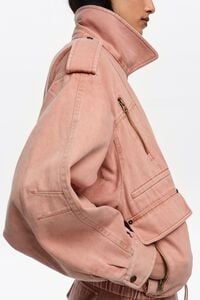 Cazadora cruzada denim melocot&oacute;n