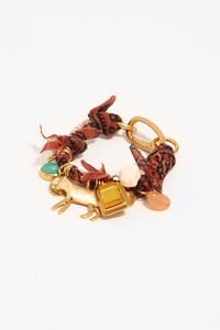 Pulsera tejido trenzado con motivos metal dorado