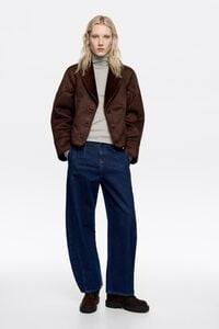 Cazadora serraje pelo interior marr&oacute;n