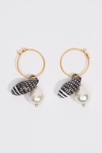 Pendientes aro caracola y perla dorados