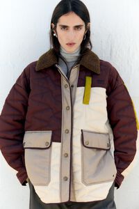 Cazadora acolchada patchwork multicolor