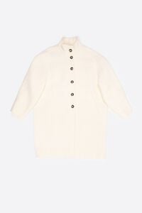 Abrigo lana boucl&eacute; midi blanco roto