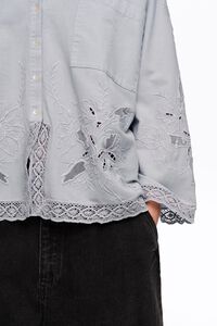 Camisa recta bordados azul claro