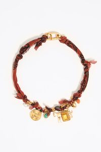 Collar tejido trenzado con motivos metal dorado