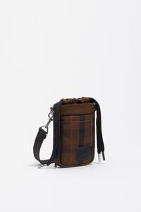 Funda m&oacute;vil gabardina encerada cuadros marr&oacute;n