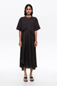 Vestido bimateria irregular negro