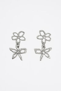 Pendientes textura flores plateados