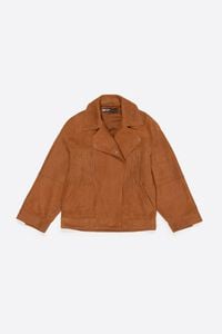 Cazadora cruzada ante con flecos tabaco