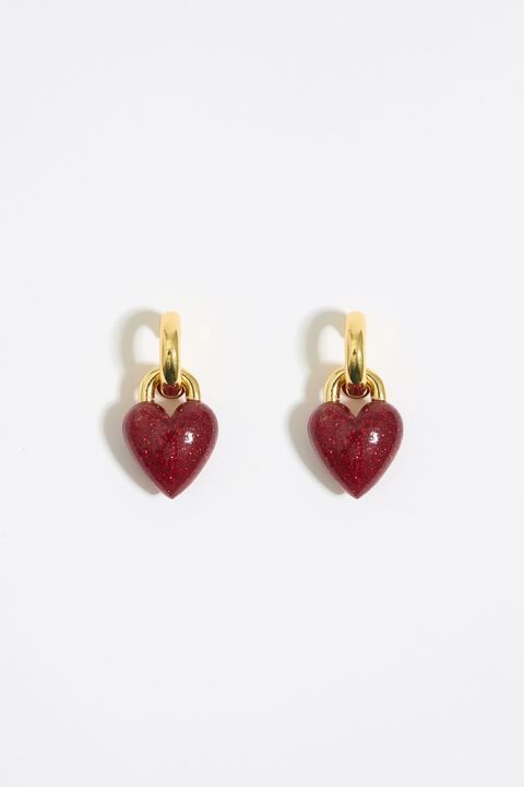 Pendientes aro corazón glitter rojo Pendientes aro corazón glitter rojo