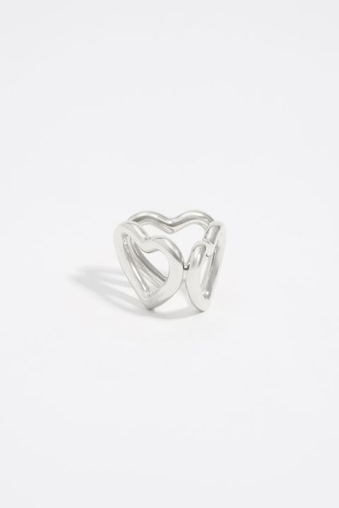 Anillo pañuelo triple corazón plateado Anillo pañuelo triple corazón plateado