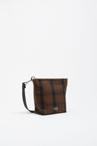 Bolso Carlino mini gabardina encerada cuadros marr&oacute;n