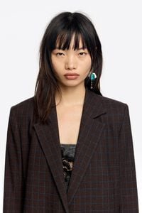 Chaqueta sastre cuadros marr&oacute;n