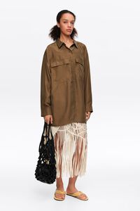 Camisa oversize seda oliva