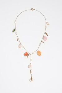 Collar peces y caracolas cer&aacute;mica dorado envejecido