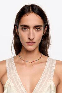 Collar corazones cristales multicolor dorado