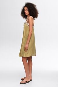 Vestido tirantes corto seda verde