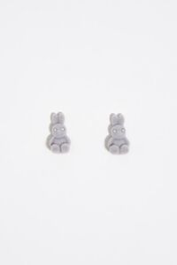 Pendientes conejo flocado gris