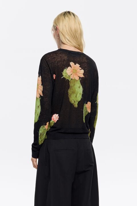 Jersey lino recto Cactus negro Jersey lino recto Cactus negro