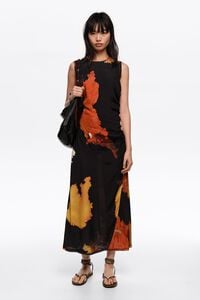 Vestido midi sisas desflecado Blot negro