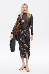 Camiseta fruncida tul Cactus negra