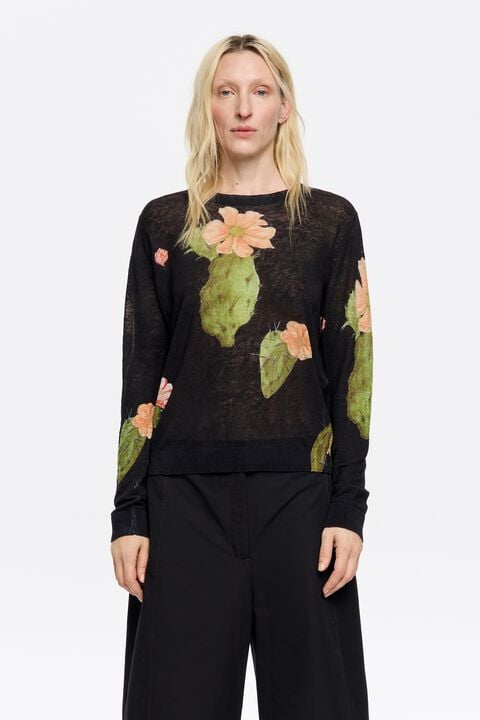 Jersey lino recto Cactus negro Jersey lino recto Cactus negro