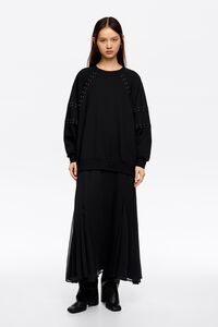 Vestido sudadera remaches negro lavado